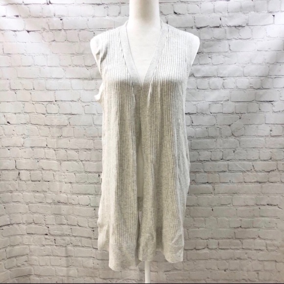 89th & Madison Ribbed Knit Open Front Sweater Vest Gray Size Large ESS53041 - Picture 2 of 8